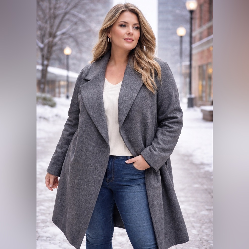 Vince Gray Recycled Wool Blend Long Coat Plus Size 3X Minimalist